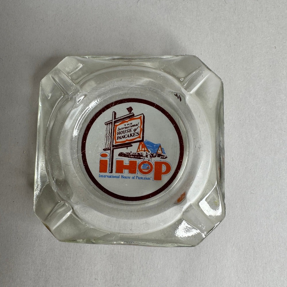Vintage IHOP International House of Pancakes Glass Ashtray Restaurant Tobacciana
